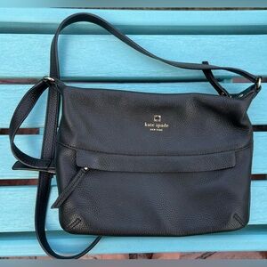 Kate Spade Black pebbled leather shoulder bag.